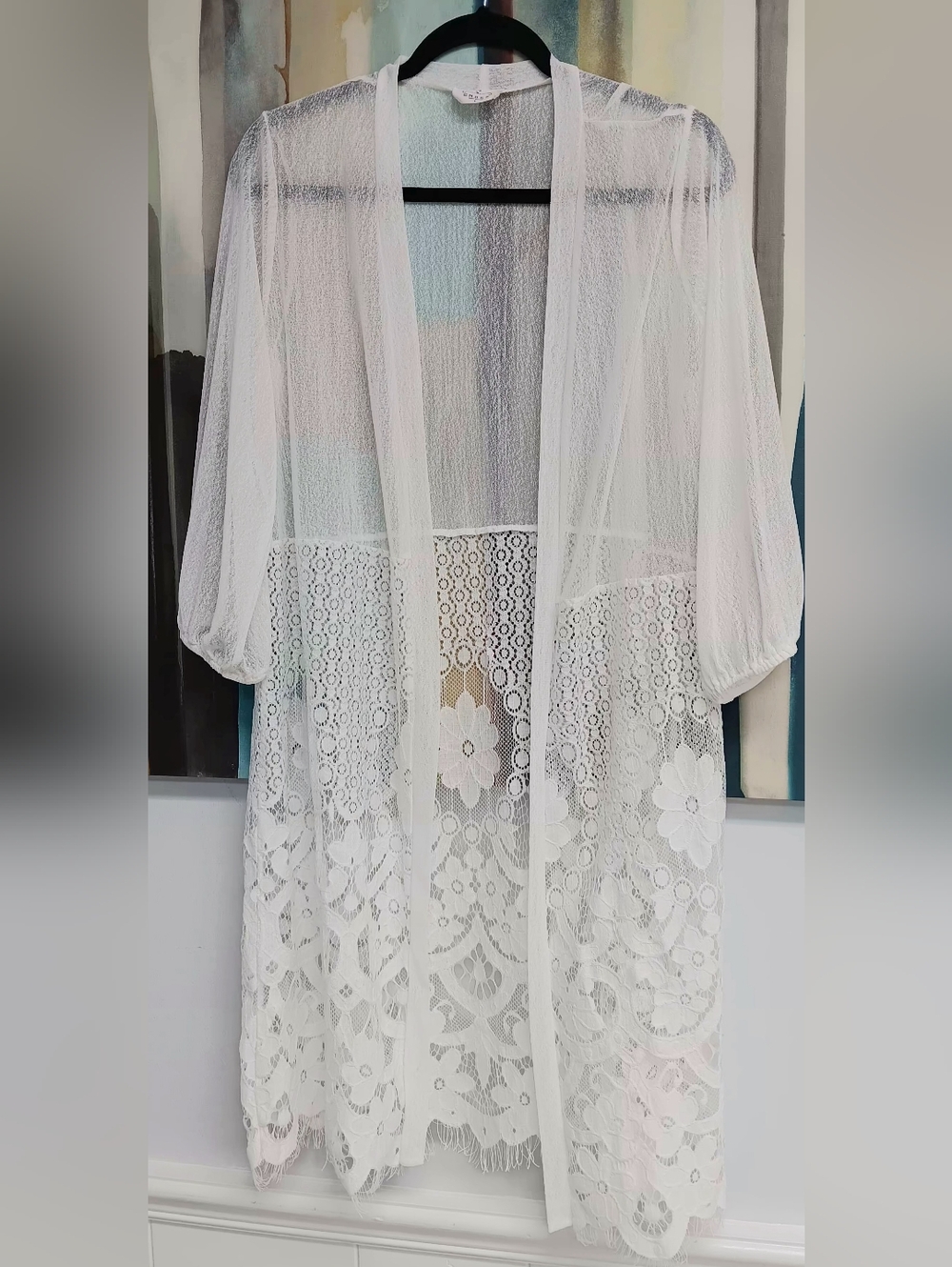 Boho Festival Lace Beachy Fairy Fringe Open Mid Length Cardigan